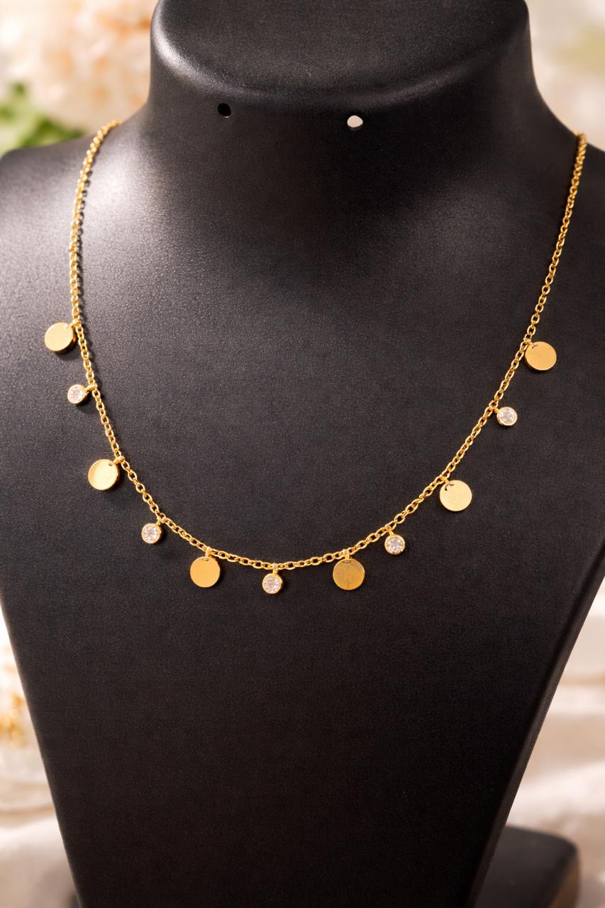 Anti-Tarnish Disc Stone Necklace