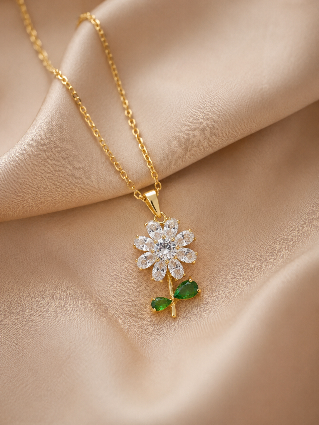 Bloom Crystal Flower Pendant Necklace