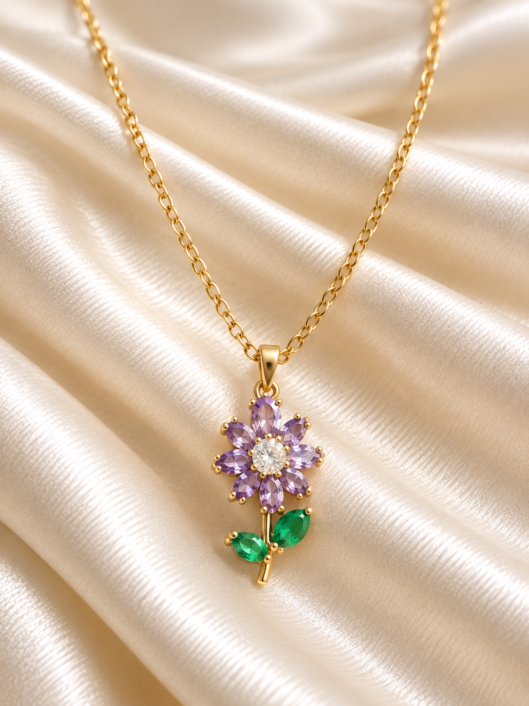 Violet Bloom Crystal Necklace